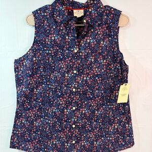 St. John's Bay Navy and Pink Star Button Down Shirt